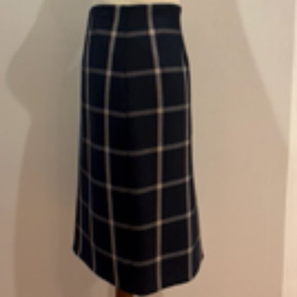 Hobbs Dark Blue & Beige Check Pencil Skirt - Picture 3 of 9